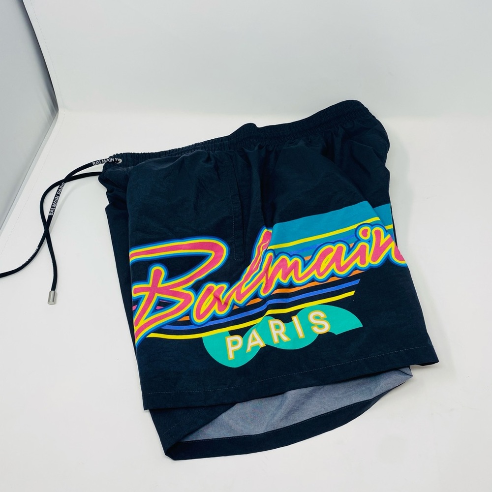 BALMAIN**Black Logo Men Swim Trunks**Med. $580
